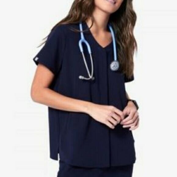 FIGS Limbe Moto Scrub Top Technical Size Small Black - Picture 2 of 8
